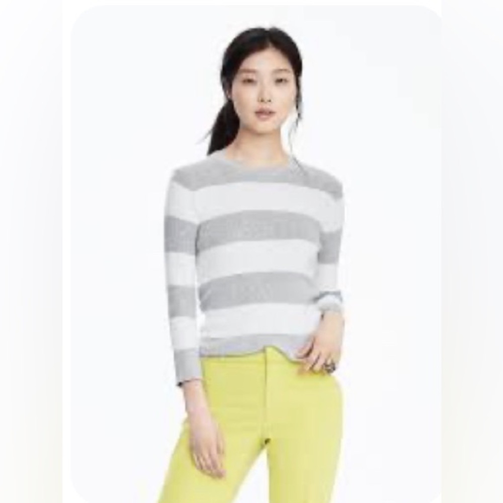 Banana Republic Rugby stripe crew neck Pima cotton/Cashmere Sweater SP - Picture 6 of 11